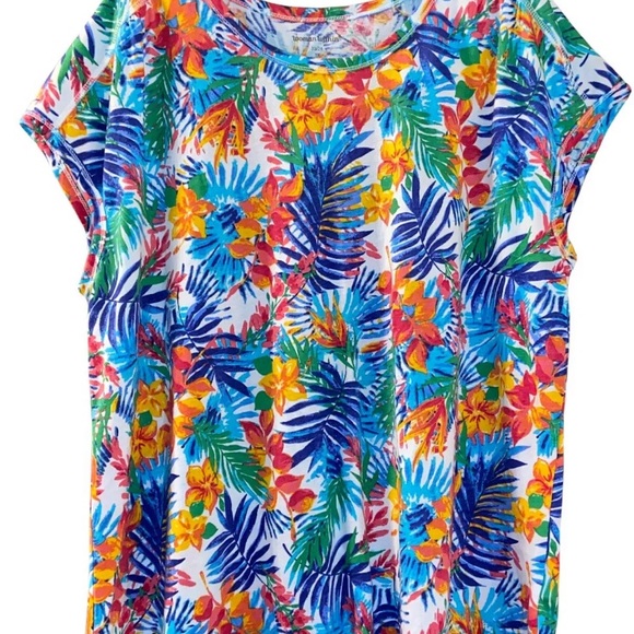 Woman Within Size 22/24 Bright Tropical Floral Print Casual Knit Tunic Top - Picture 8 of 8